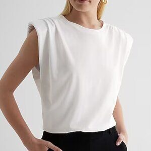 Express Crew Neck Padded Shoulder Muscle Tee, Size S